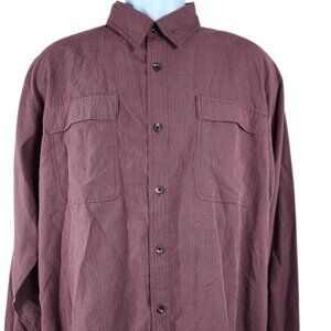 Columbia XCO Men's Brown Maroon Checkered Long Sleeve Button-Up Shirt Size L